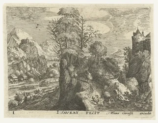 Paisaje con viajeros en una roca escarpada Seis paisajes con viajeros (título de la serie)