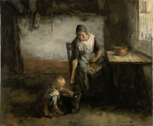 Mujer pelando patatas