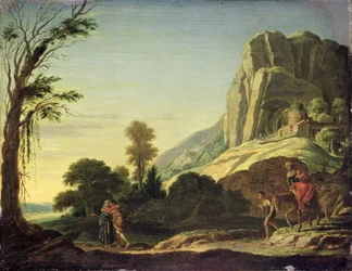 Paisaje con el encuentro de Moisés y Aarón en el monte Horeb, 1626 o 1620