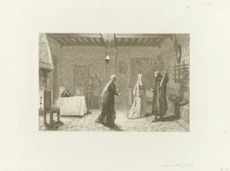 Figuras en una habitación interior de un castillo