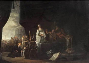 El sacrificio de la hija de Jefté (óleo sobre tabla)