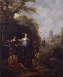Eliezer y Rebeca en el pozo (óleo sobre lienzo)