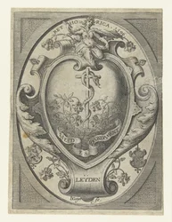 Escudo de armas de la cámara de retórica de Leiden El amor es la base
