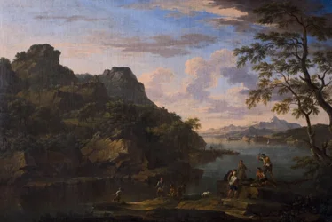 Paisaje clásico con figuras, finales del siglo XVII