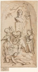 Bust of Diana with Putti and Hunting Attributes