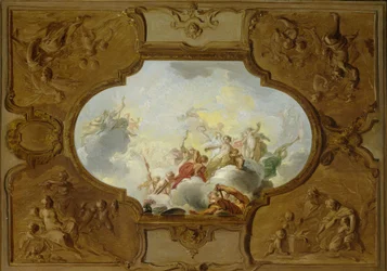 Diseño para una pintura de techo con la Apoteosis de Eneas
