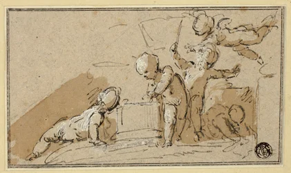 Cinco putti jugando