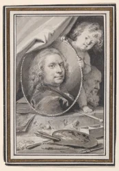Autorretrato en un marco decorativo alegórico