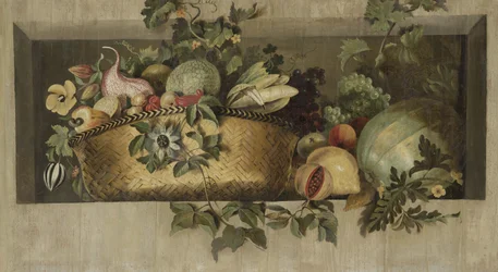 Bodegón con guirnaldas de frutas y flores
