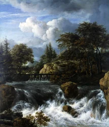 Una cascada en un paisaje rocoso