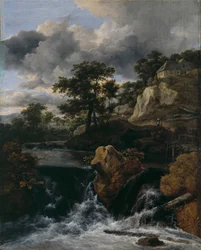 Paisaje montañoso con una cascada