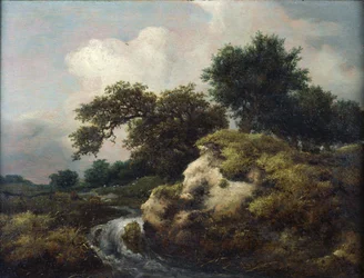 Paisaje con duna y pequeña cascada