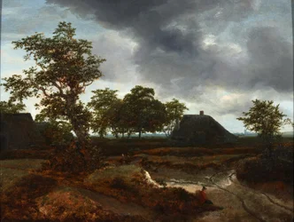 Paisaje con casas de campo