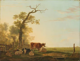 Paisaje de pradera con animales