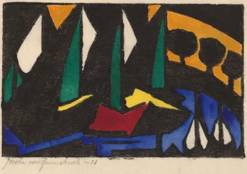 Barco y árboles, 1914