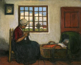 Interior con cuna (óleo sobre lienzo)
