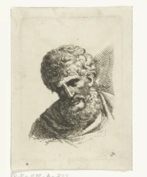 Busto de hombre con pelo rizado y barba