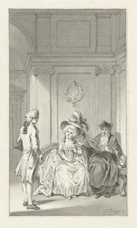 Interior con clérigo, dama y joven.