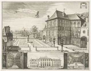 Vista de la casa de Rubens en Amberes Vista de la casa Hilwerue en Amberes Parties de la maison Hilwerue Aanvers 1692 (título sobre el objeto)