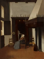 Joven mujer en un interior, c. 1660