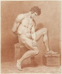 Desnudo masculino sentado, mirando a la derecha