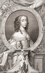María, Princesa Real, Princesa de Orange, Condesa de Nassau (1631-60) Hija del Rey Carlos I de Inglaterra y su esposa Henrietta Maria de Francia, Madre del Rey Guillermo III de Inglaterra (grabado)