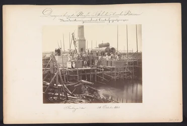Estación de bombeo de vapor con bombas centrífugas / Kralingen den 26 de octubre de 1868 (título sobre el objeto) Recuperación de los lagos en Schieland al este de Rotterdam (título de la serie sobre el objeto)