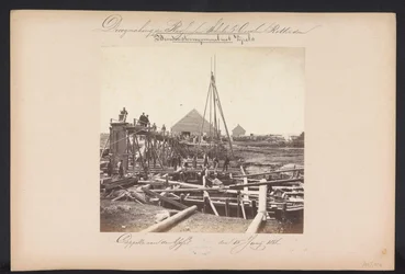 Debajo de la estación de bombeo de vapor con Vijzels / Capelle aan den IJssel den 15 de junio de 1868 (título sobre el objeto) Recuperación de los lagos en Schieland al este de Rotterdam (título de la serie sobre el objeto)