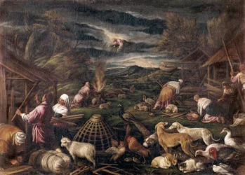 Noé después del diluvio. Pintura de Jacopo da Ponte, llamado Jacopo Bassano (1515-1592)