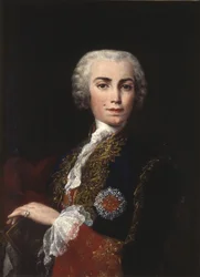 Portrait de Carlo Broschi dit Farinelli, chanteur contralto et soprano, castrat italien (1705-1782) - Portrait of the singer Farinelli (Carlo Broschi) (1705-1782) - Amigoni, Jacopo (1675-1752) - 1750 - Oil on canvas - Real Academia de Bellas Artes de San F
