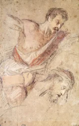 Estudios para una flagelación: Un hombre azotando y la cabeza de Cristo