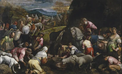 Moisés golpeando la roca para sacar agua