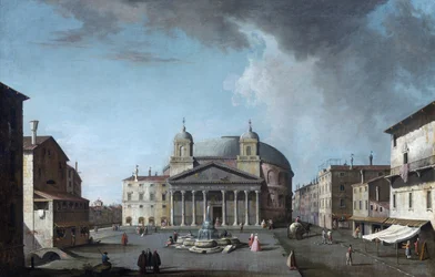 Vista del Panteón en Roma par Fabris, Jacopo (1689-1761). Óleo sobre lienzo, tamaño : 73x112,4, , Colección privada