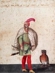 Soldado turco con búho, dibujo por Jacopo Ligozzi