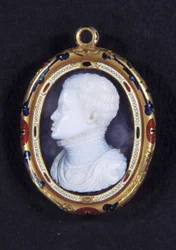 Retrato del Príncipe Don Carlos (1545-1568) de España. Medallón de calcedonia
