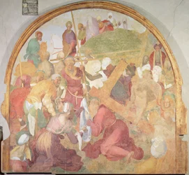 El camino al Calvario, luneta del ciclo de frescos de la Pasión