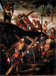 La subida al Calvario (El camino de la cruz). Pintura de Jacopo Robusti dit Tintoretto (1518-1594) 1566-1567. Venecia, Scuola di San Rocco
