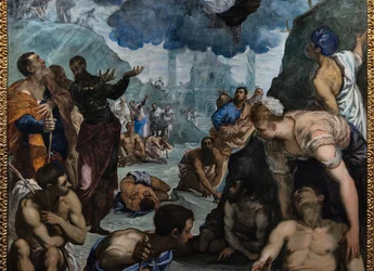 San Agustín cura a los cojos, detalle