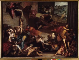 La matanza de los inocentes. Pintura de Jacopo Robusti, llamado Tintoretto o Il Tintoretto (1518-1594), siglo XVI. 1,34 x 1,86 m. Rennes, Museo de Bellas Artes