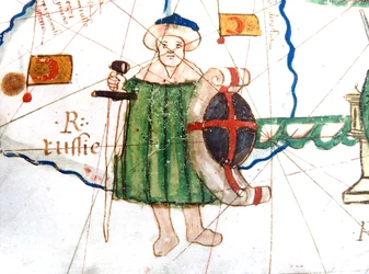 (detalle) de Turquía de un mapa renacentista de Europa, Jacopo Russo (después), 1528