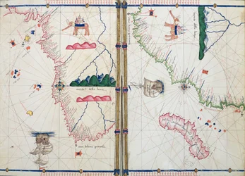 Ms Ital 550.0.3.15 fol.4v-5r Mapa de África y el Cabo de Buena Esperanza, de las 