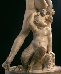 Baco, detalle de la mitad inferior, escultura de Jacopo Sansovino (1486-1570)