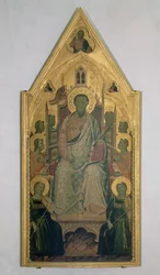 San Bartolomé entronizado con ángeles