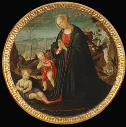 La virgen adorando al niño con el joven Juan Bautista