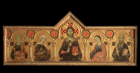 Políptico con el Redentor y santos: el Redentor (Jesús con la Virgen, San Pedro, San Juan Evangelista y San Pablo)