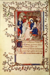 Lat 18014 f.42v La adoración de los magos, de Les Petites Heures de Duc de Berry, c.1385-90