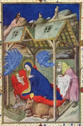 Horas de Notre Dame: Prima, El Nacimiento de Cristo, de las Très Riches Heures du Duc de Berry