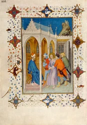 MS 11060-11061 Horas de la Cruz: Prima, Cristo ante Pilato, de las 