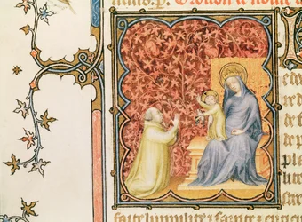 Jean de Francia (1340-1416) Duque de Berry Rezando Ante la Virgen y el Niño, de Les Petites Heures de Duc de Berry, c.1385-90