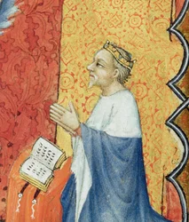 Jean de Francia, Duque de Berry, rezando ante el Padre Eterno, de Les Petites Heures de Duc de Berry